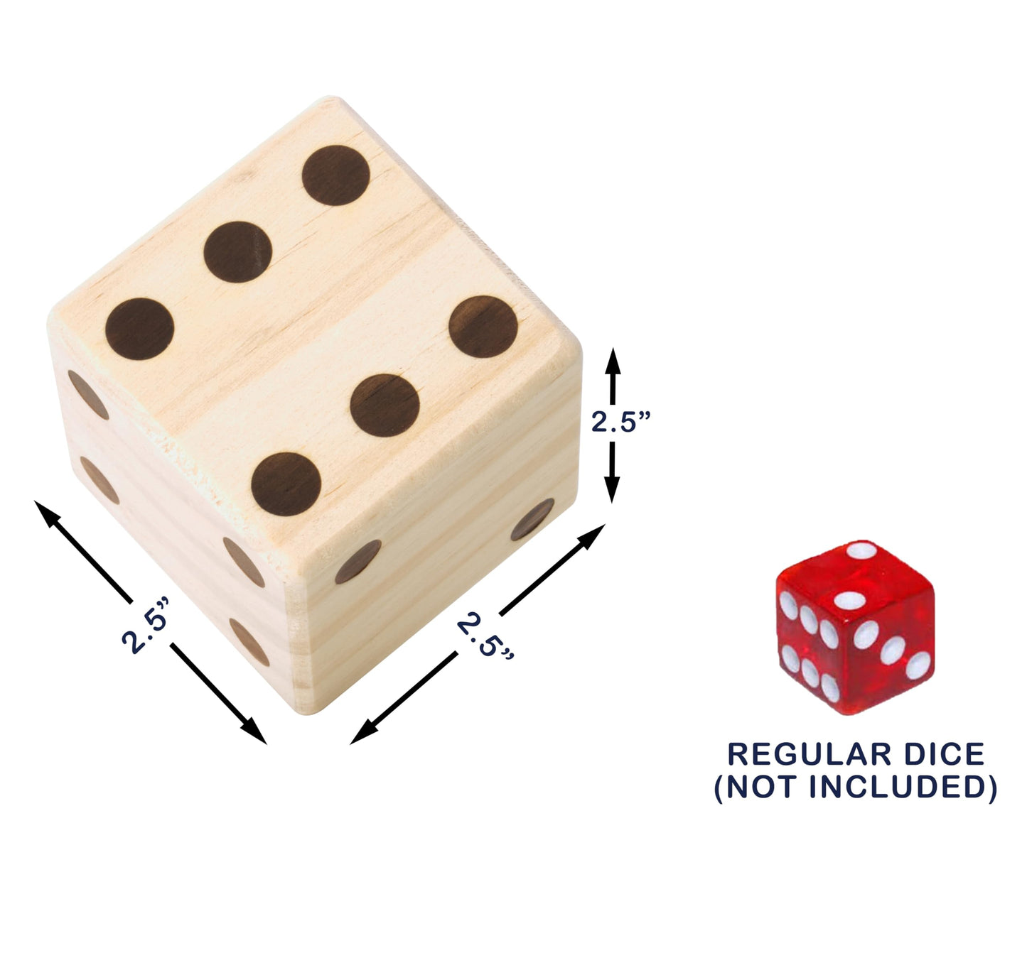 Large Wooden Yard Dice Set Of 6 With Two Games And Cardboard Bucket