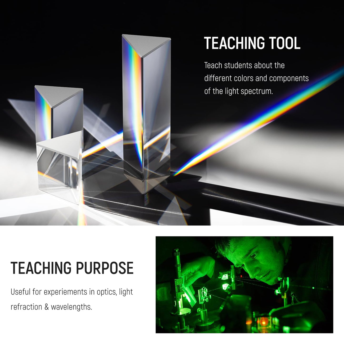 Neewer 3 Pack Triangular Prism Set, 2.4''/6Cm, 4''/10Cm, And 6''/15Cm K9 Crystal Optical Glass For Prism Photography, Rainbow Ef