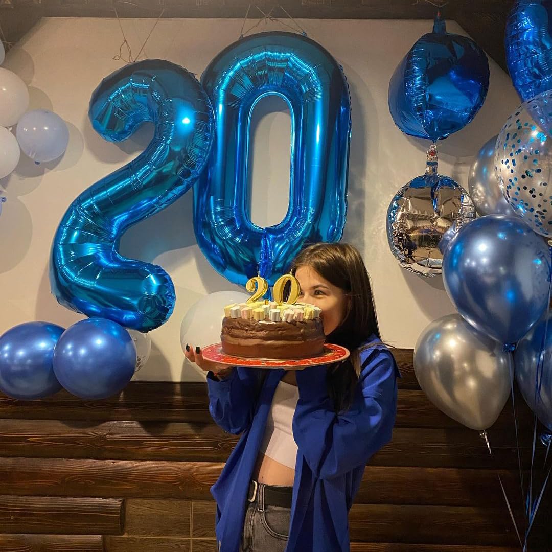 Paticool 40 Inch Blue Number Balloon 2, Large Number Foil Balloons Mylar For Girl Boy Birthday Party Celebration Decorations Sup