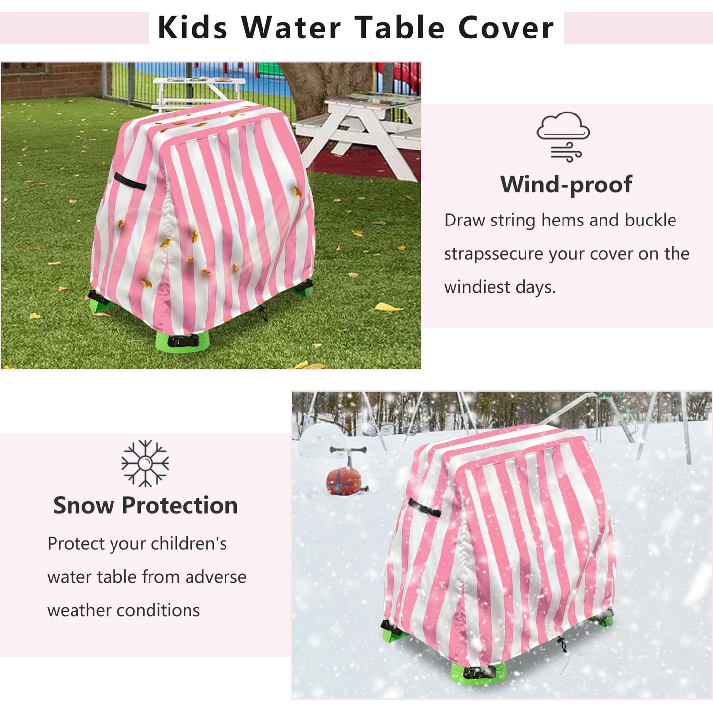 Aacabo Kids Water Table Cover Fit Rain Showers Splash Pond Water Table,Waterproof Dust Proof Anti-UV Outdoor Toys Cover-Cover on