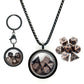 PJOY Mini Dice Set Tiny DND Dice with Necklace Case D&D Portable 7PCS Keychain Antique Copper Metal Dice Set for Role Playing Di