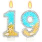 ElekFX 19th Birthday Candle for Cake, Beach Starfish Sequins Number Cake Candles, 2.76 inch Number 19 Happy Birthday Candle, Cak