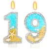 ElekFX 19th Birthday Candle for Cake, Beach Starfish Sequins Number Cake Candles, 2.76 inch Number 19 Happy Birthday Candle, Cak
