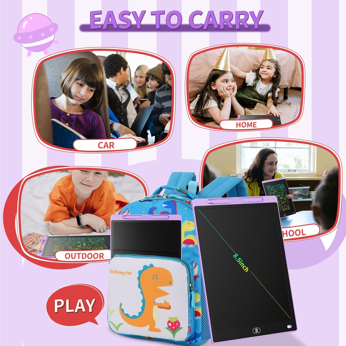 [4 Pack] Genialba LCD Writing Tablet 8.5-Inch Colorful Doodle Board, Toddler Learning Educational Toys Gifts for 3-8 Years Old G