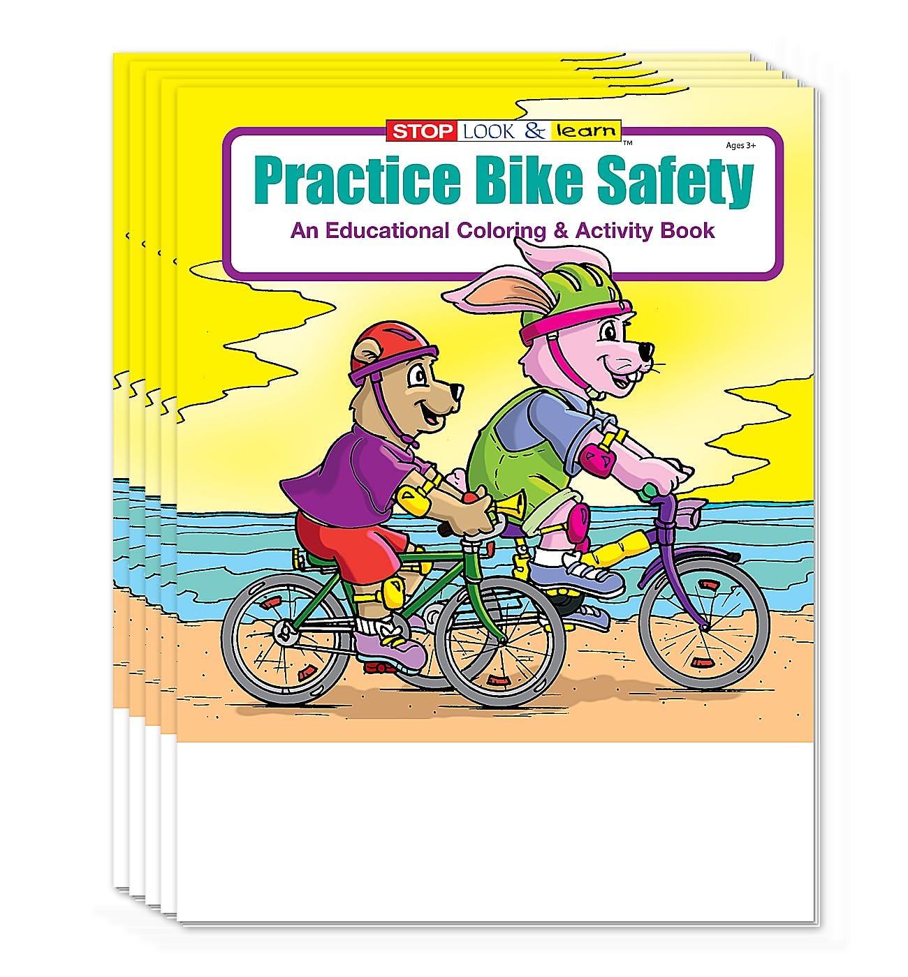 ZOCO - Bike Safety Educational Coloring & Activity Books (50 Bulk Pack, Without Crayons) - Bicycle Road Rules, Helmet Safety - F