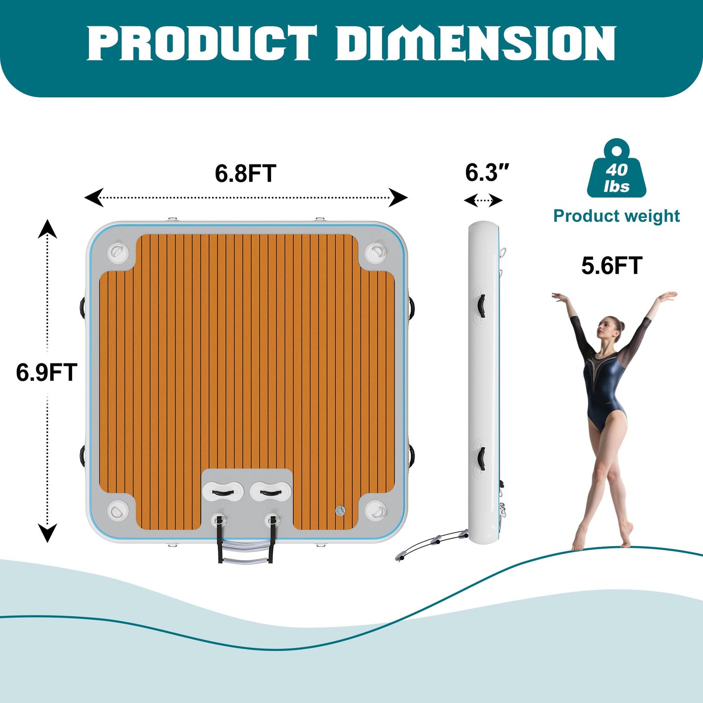 Specraft 7  7FT Inflatable Floating Dock, Non-Slip EVA Air Dock Platform loating Island Raft with Rope Ladder for Pool Lake Beac