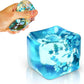 Ice Cube Squishy Toy, Transparent Blue Silicone Cube Hand Squeeze Toy (Pack Of 1)