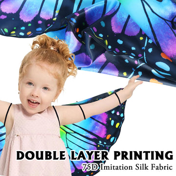 Irolwin Double Sided Kids-Butterfly-Wings For Toddler-Girls Fairy Dress Up Costume Butterfly Cape Headband Halloween Gifts