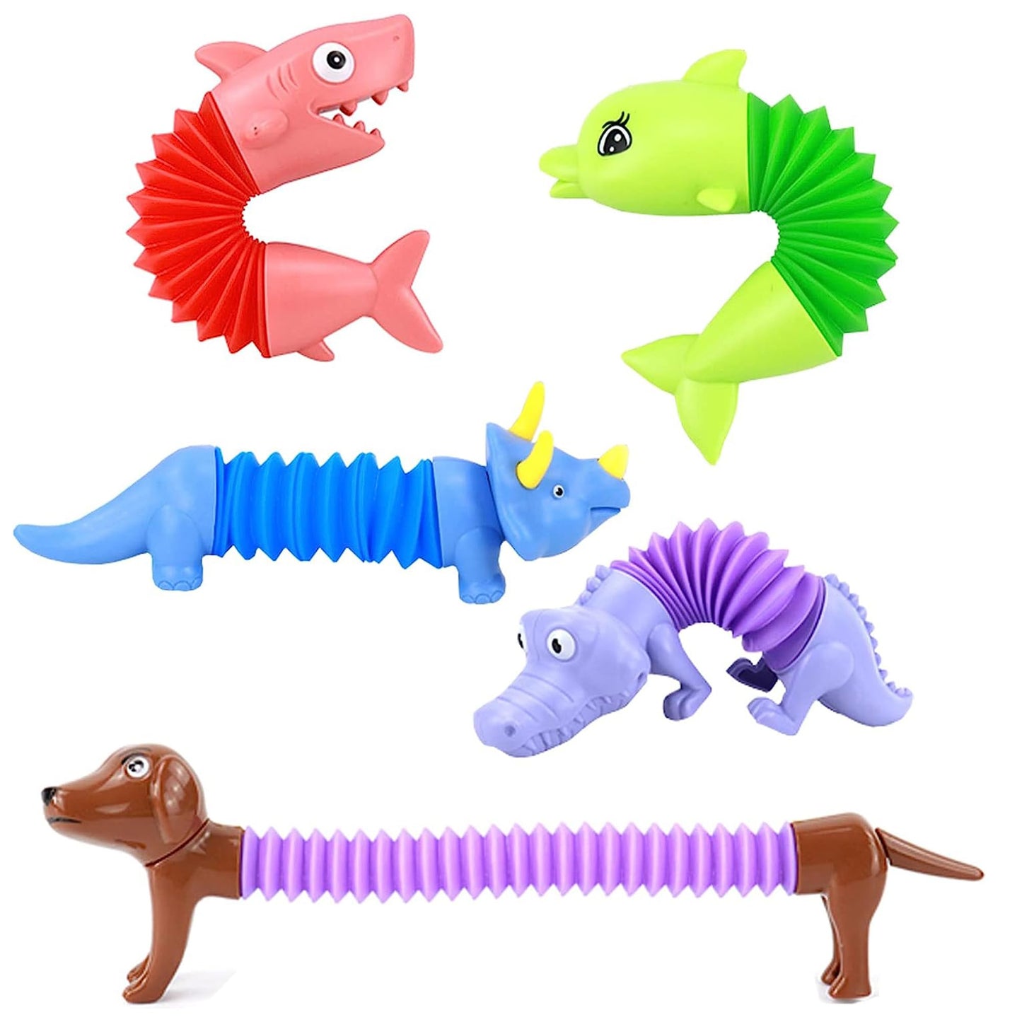 Kryfa Telescopic Suction Cup Giraffe Toy, Sucker Pop Tube Giraffe, Stretchy Giraffe Suction Toy, Animals Pop Tube Sensory Toy For Kids 4-8, 8-12 (18 Pcs)