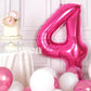 Suwen 40 Inch Hot Pink Large 4 Number Balloons Big Foil Helium Number Balloons 0-9 Jumbo Happy 4Th Mylar Birthday Party Decorati