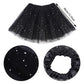 Dxhycc Black Cat Costume Cat Ears Headband Tail Bowtie Tutu And Stickers For Halloween Dress Up Party (Black, 15.7)