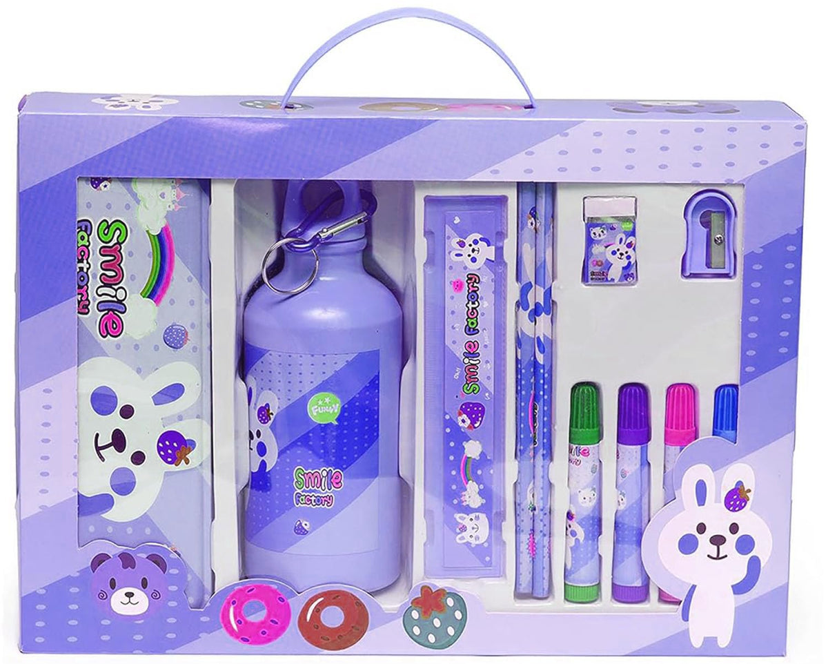 Gjshop Mix Stationary Combo Gift Set For Kids, 1 Water Bottle | 1 Pencil Box | 2 Pencil | 1 Eraser | 1 Scale | 1 Sharpner | 4 Co