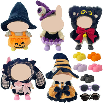 Ezcora 5 Sets Halloween Clothes for 17cm Doll  Pumpkin  Witch  Black Cat & Bunny Costumes  6.7-Inch Doll Accessories  Halloween Outfits Costume include Colorful Shoes and Glasses  Gift Idea (No Dolls)