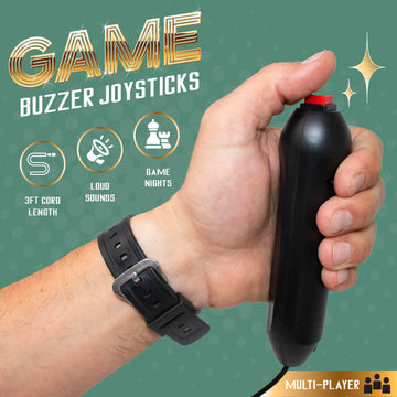 Digital Energy Handheld Buzzer Game System with 8 Joystick Buzzers - Black Console for Trivia, Jeopardy, Family Feud Games
