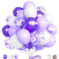 Purple And White Balloons,12Inch 60Pcs Pastel Purple Balloons With Confetti Balloons,Lavender Lilac Balloons For Mother'S Day/Bi