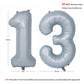 40 In Matte Gray Number Balloons Helium Foil Mylar Balloon Birthday Party Banquet Decoration 13