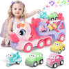 seveclotree 5-in-1 Unicorn Toy Carrier Truck for 3 Year Old Girls - Purple, Light & Sound, Perfect Birthday Gift for Toddlers Ages 3-5
