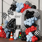 Race Car Birthday Balloons Decorations, 40 Inch Racetrack Black Number 4 Balloons, Large Mylar Black 4 Balloon For 4St Birthday
