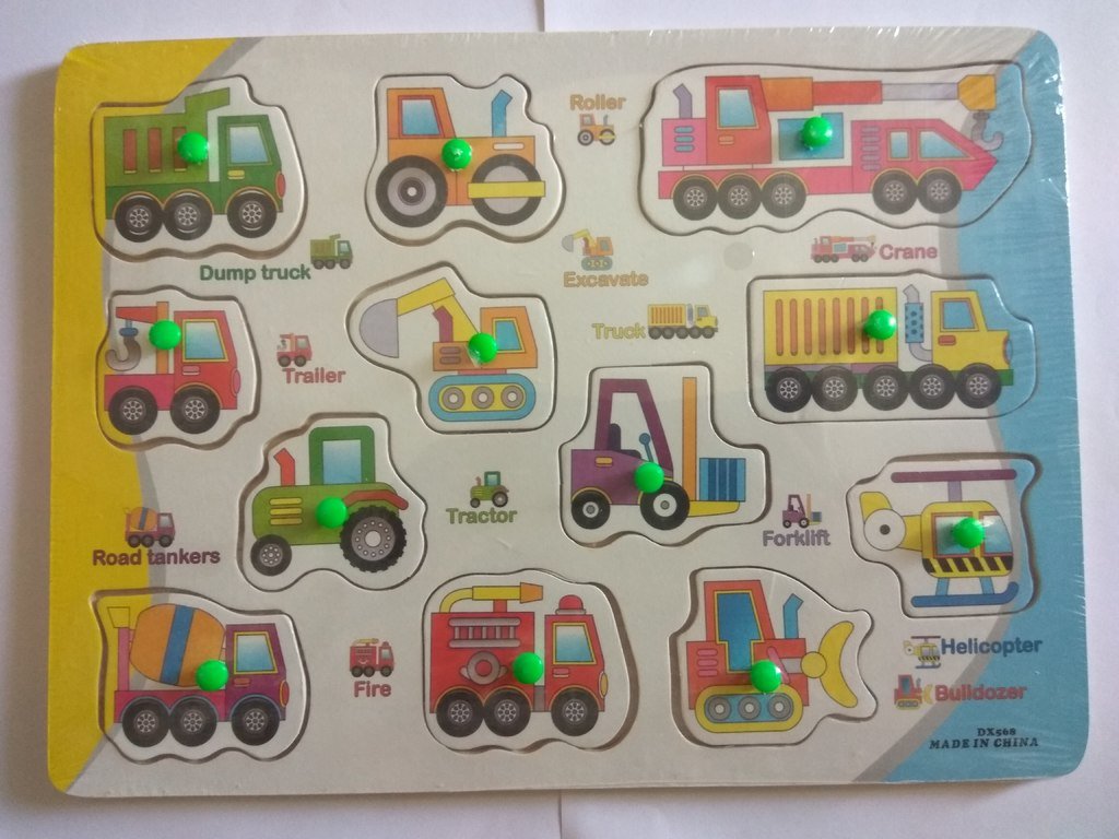 Abaj Colourful Wooden Vehicle Shapes with knob Learning Boards(Vehicle) (MultiColour)