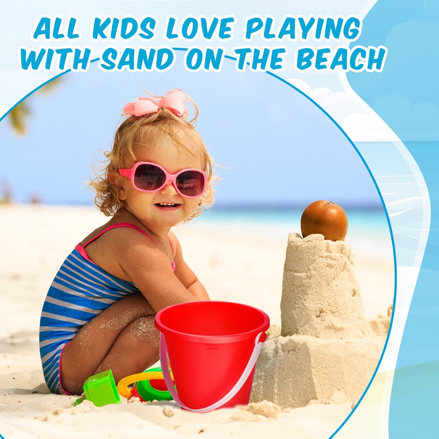 Didaey 24 Pcs 5 Inch Beach Bucket Sand Buckets Colorful Fun Plastic Pails And Sandcastle Mold For Kids Toddler Tool Summer Beach
