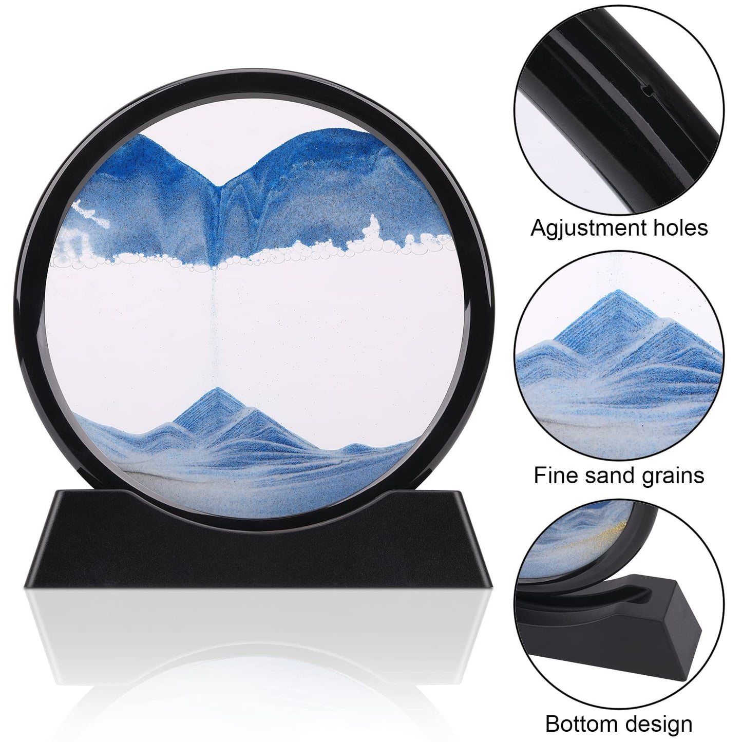 Xinbaohong Moving Sand Art Picture,Liquid Motion 3D Deep Sea Sandscape In Motion Display Flowing Sand Frame Relaxing Desktop Home Office Work Decor(10 Inch) (Purple)