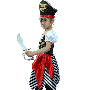 Rabtero Girls Pirate Costume, Halloween Dress Up Pirate Cosplay Costume Toddler Girls, Luxury Pirate Princess Dress With Accessories For Girls 5-6 Years