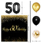 Happy 50Th Birthday Balloons Black Set Decor - Cheers To 50 Years Old Party Theme Garland Banner Backdrop Decorations For Women