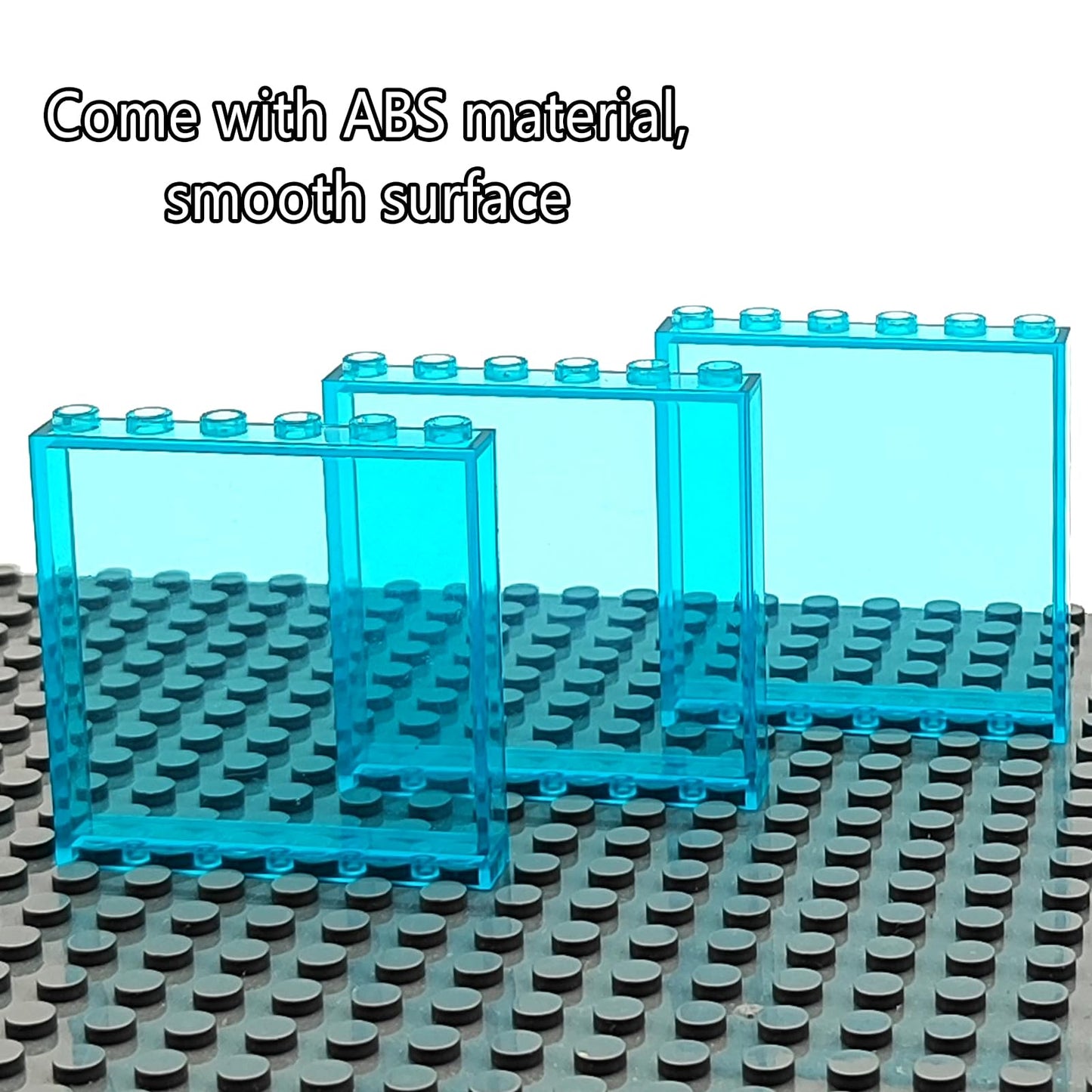 Zhx 30Pcs Clear Transparent Window House Building Brick Toy Classic Flat Plates Pieces And Parts Block Compatible With Major Brands (Blue)