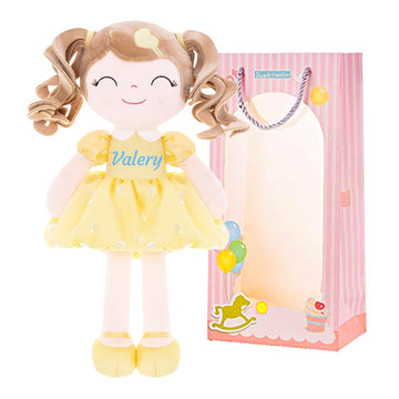 Gloveleya Personalized Curly Doll With Your Name - Cute Custom Yellow Soft Plush Doll For Girls Plush Doll Customized Gifts