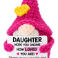 XgiftCreat Birthday Gifts for Daughter from Mom - Funny Handmade Crochet Gnome Thanksgiving Christmas Stocking Stuffers Xmas Holiday Present for Daughters from Mother Dad  Gnome How Loved You are