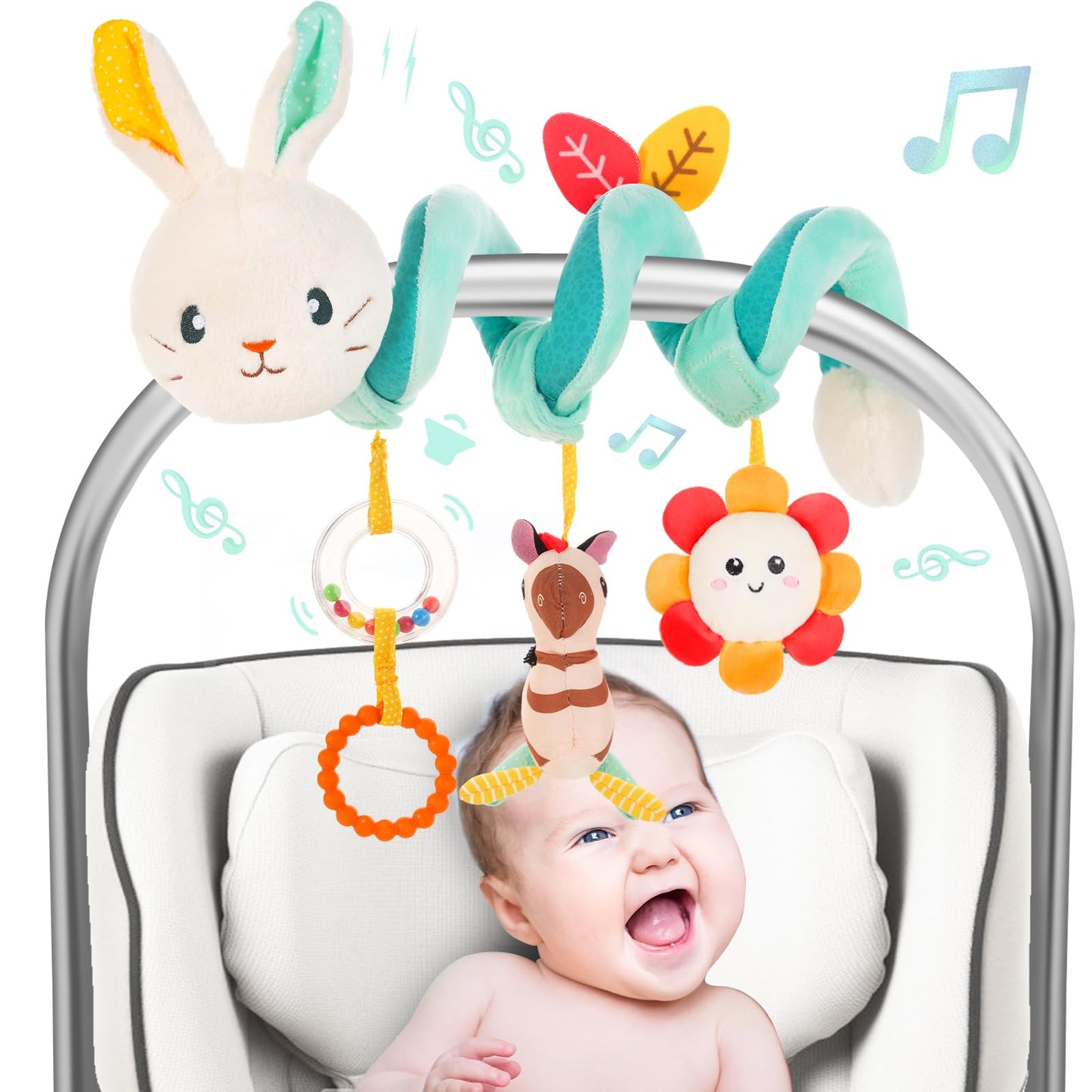 Fati Car Seat Toys Baby Toys For 0-6 Months, Newborn Toys Infant Toys 0-3 Months, Stroller Toys For Baby Crib Carseat, Sensory T