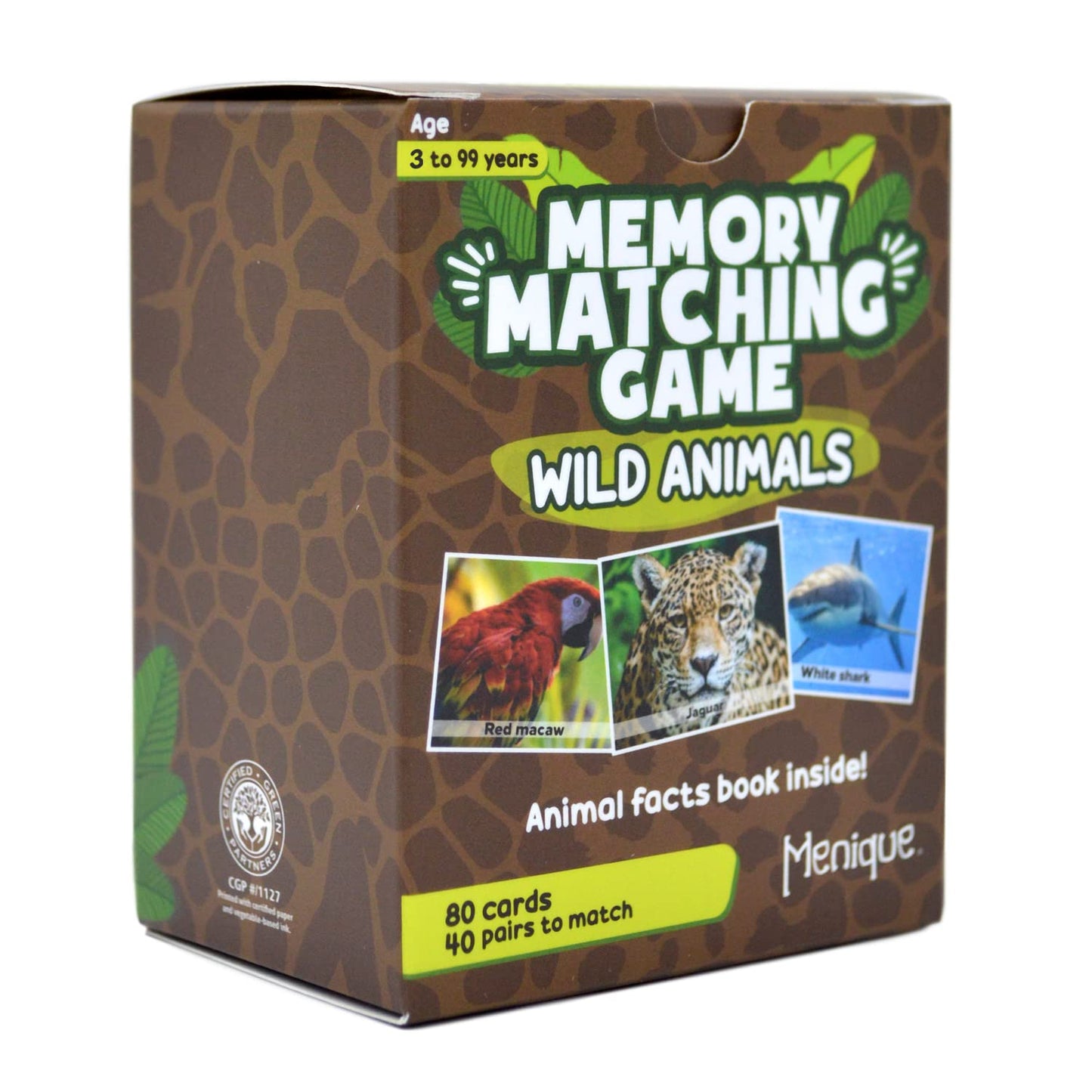 Menique Memory Matching Game, Wild Animals, Cardboard, Multicolor
