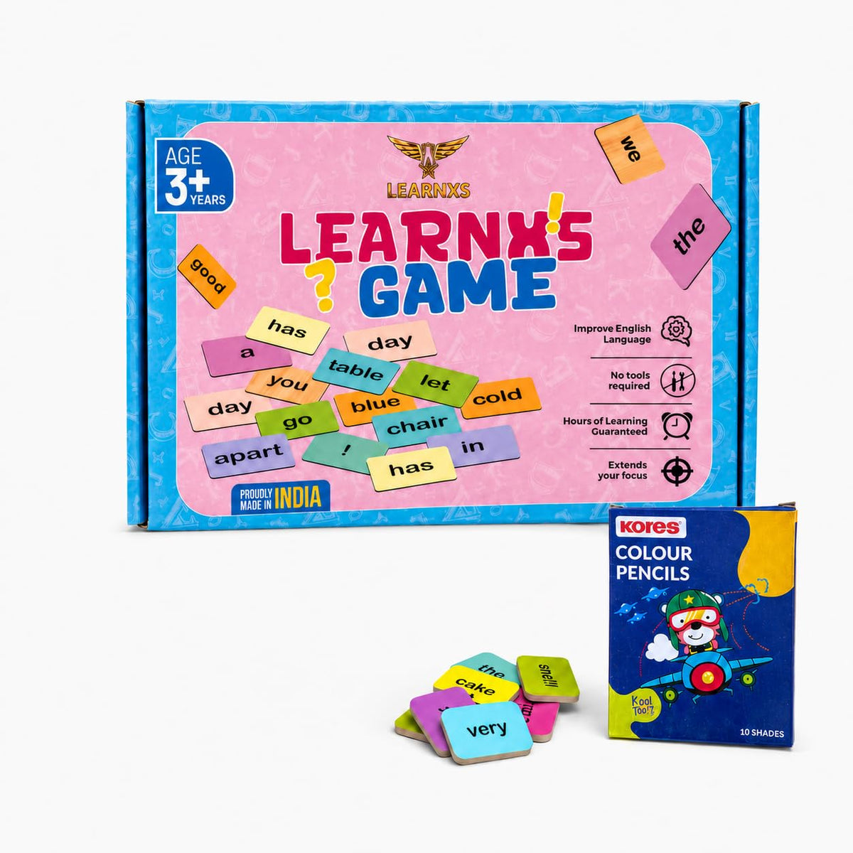 LEARNXS 156+ Wooden Word Tiles | Montessori Wooden Toys Spelling Games for Kids Word Building Game  Age 3+ Sentence Making Voca