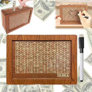 Cash Vault Wooden Savings Box,$10000 Wooden Cash Saver Money Box, Cash Saver Box, Coin Counter Piggy Bank, Money Box With Counte