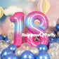 Rainbowq 18 Balloon Numbers 40 Inch For Women Or Girl Big Starry 0-9 Foil Mylar Large Number 18 Balloons Happy 18Th Birthday Par