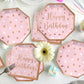 Rose Gold Birthday Party Supplies - Disposable Paper Plates, Napkins, Cups, Tablecloth & Banner For Girl/Women Celebration, Serv