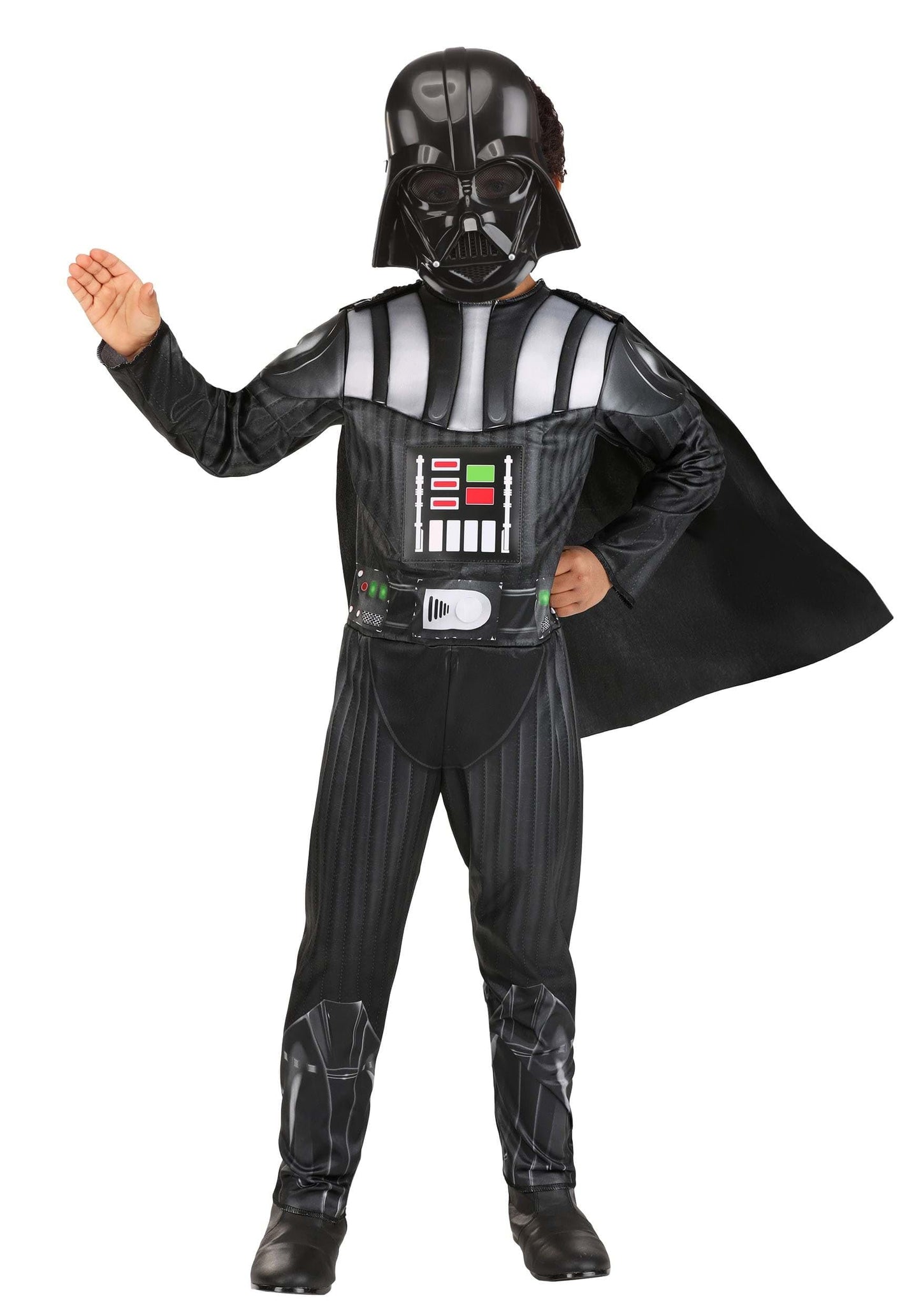 Star Wars Darth Vader Official Youth Costume - Premium Light Up Padded Jumpsuit With Plastic Mask And Detachable Cape (M) Black