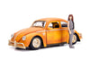 Jada Toys 253115000 Transformers Bumblebee Vw Beetle Toy Car From Diecast, Opening Doors, Boot & Bonnet, Charlie Figure, 1:24 Scale Yellow, Orange