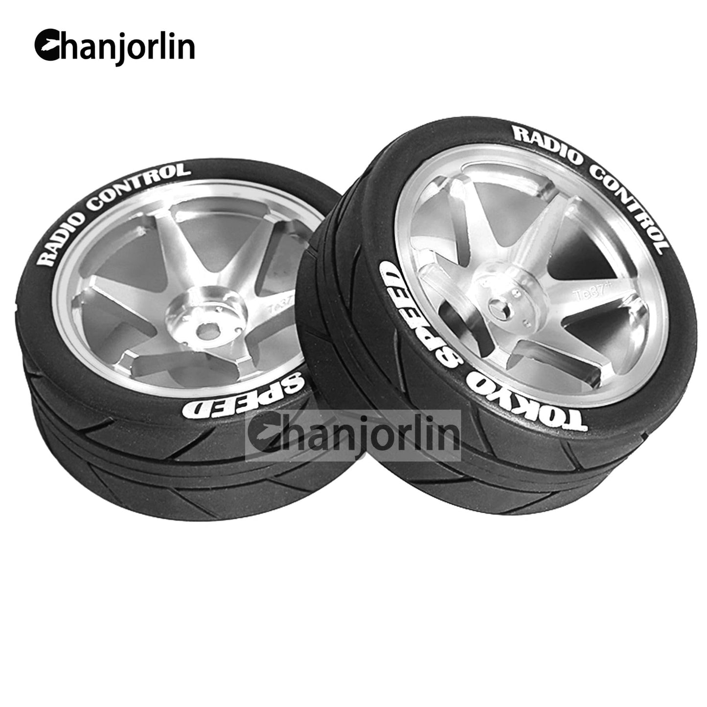 Chanjorlin 1/10 On Road Tires and Aluminum Wheels 12mm Hex RC Rally Racing Tyres OD 2.56'' for Tamiya TT01 TT02 XV01 TA06 A959 P