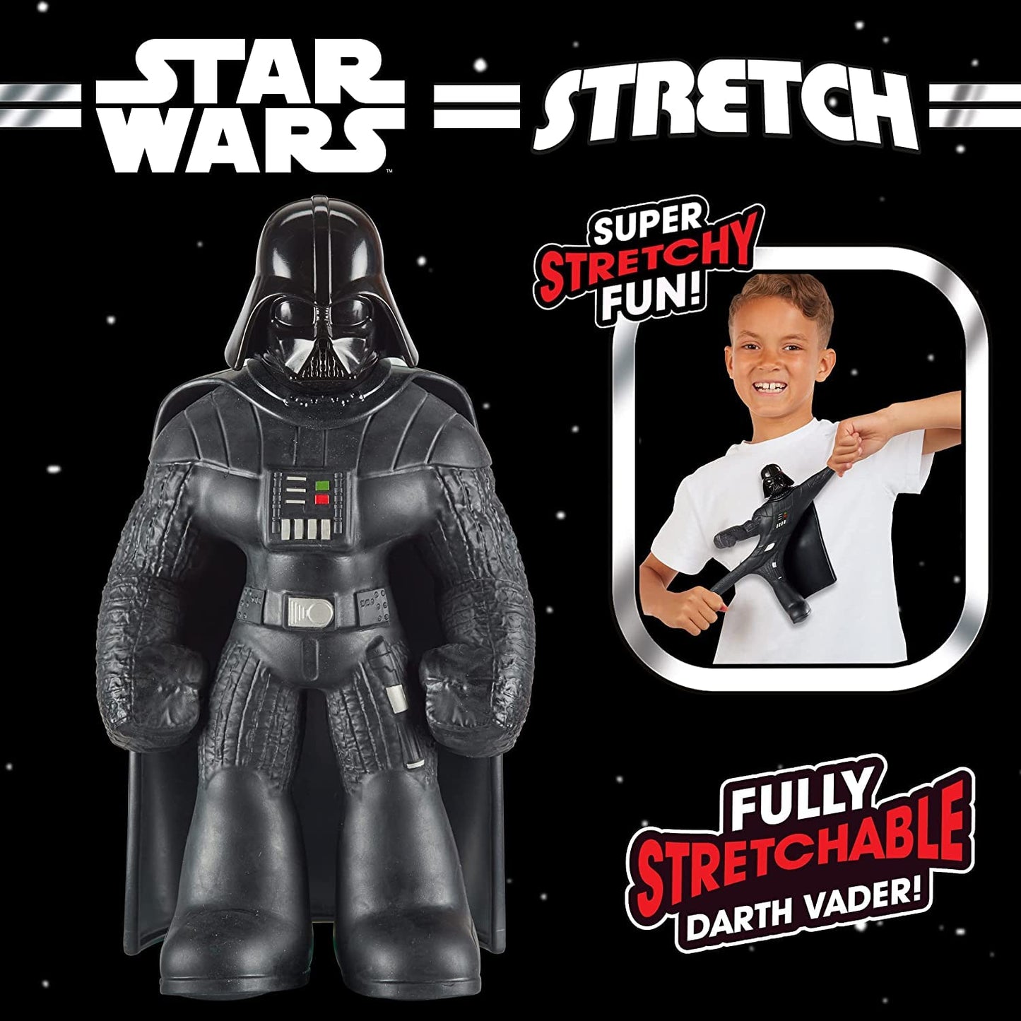 Stretch Armstrong 10-Inch Darth Vader Action Figure - Black Helmet Series for Ages 5-8, Multi-colored