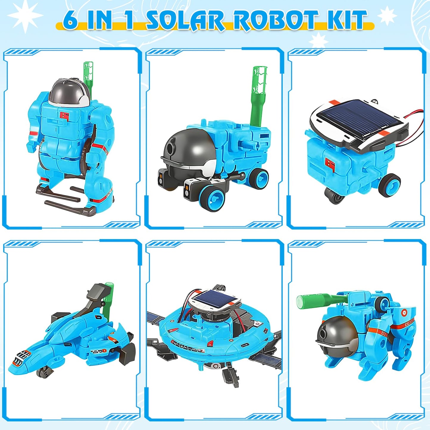 Playsheek Stem Projects For Kids Ages 8-12 Solar Robot Kit 6-In-1 Space Toys For 10-Year-Old Boy Girl Gift Building Toys Science