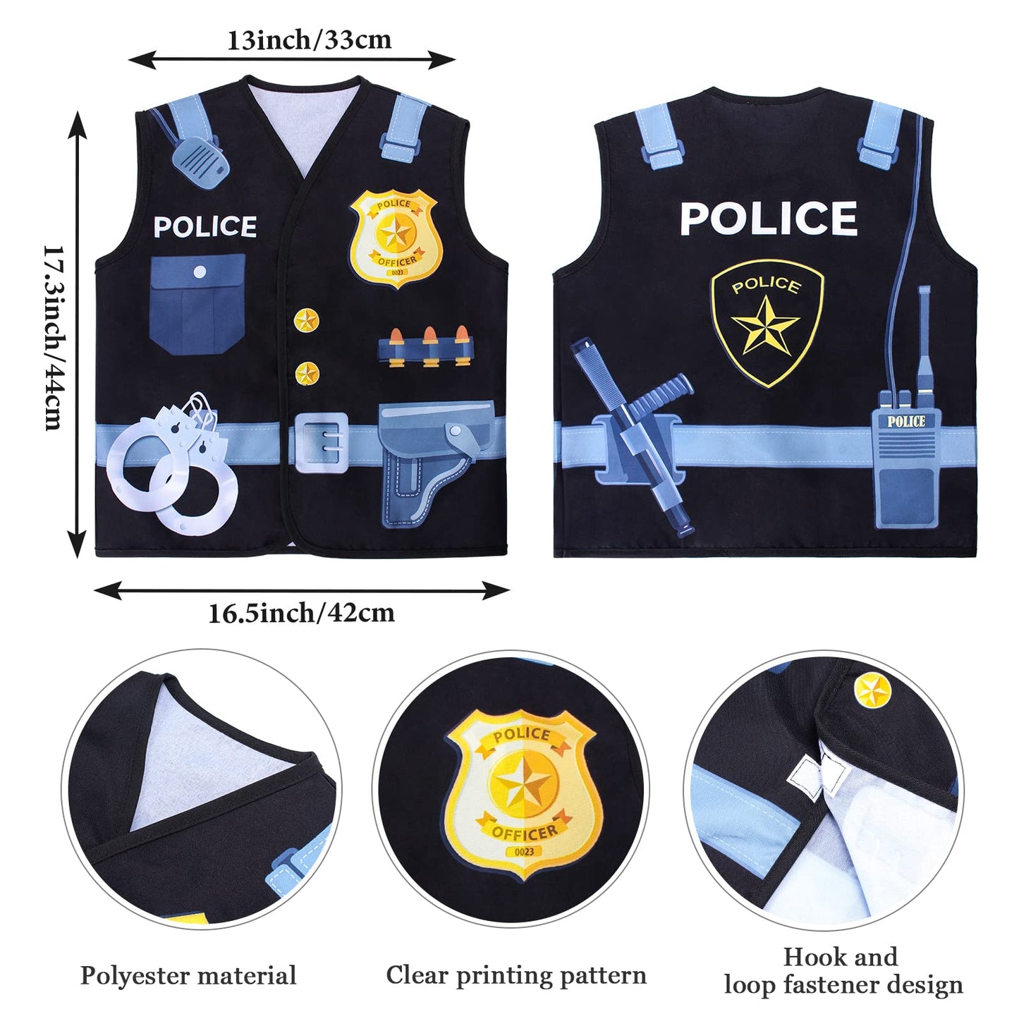 Keymall Kids Police Costume Set-7 Pcs Police Officer Dress Up For Boys-Hat,Vest, Badge,Whistle,Sunglasses,Handcuff,Baton (Set B)
