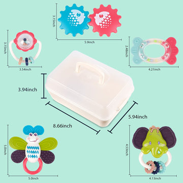 DAMEING Baby Rattle Teething Toys, Infant Sensory Teethers, Musical Shaker Grab and Spin Early Educational Toys for 0-12 Months