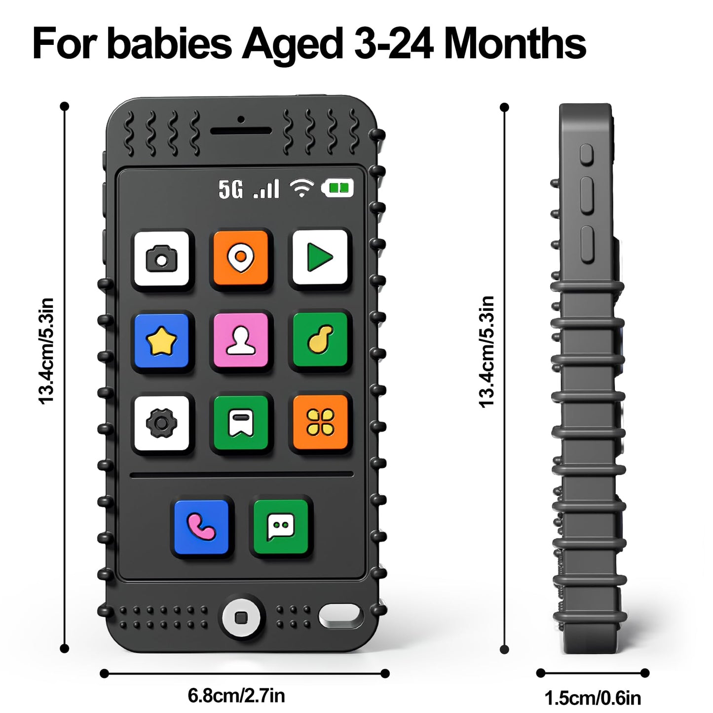 Fftroc Tv Remote Control And Phone Shape Baby Teething Toys For 6-12 Months - Sensory Chew Teethers For Boys Girls Toddlers Infa