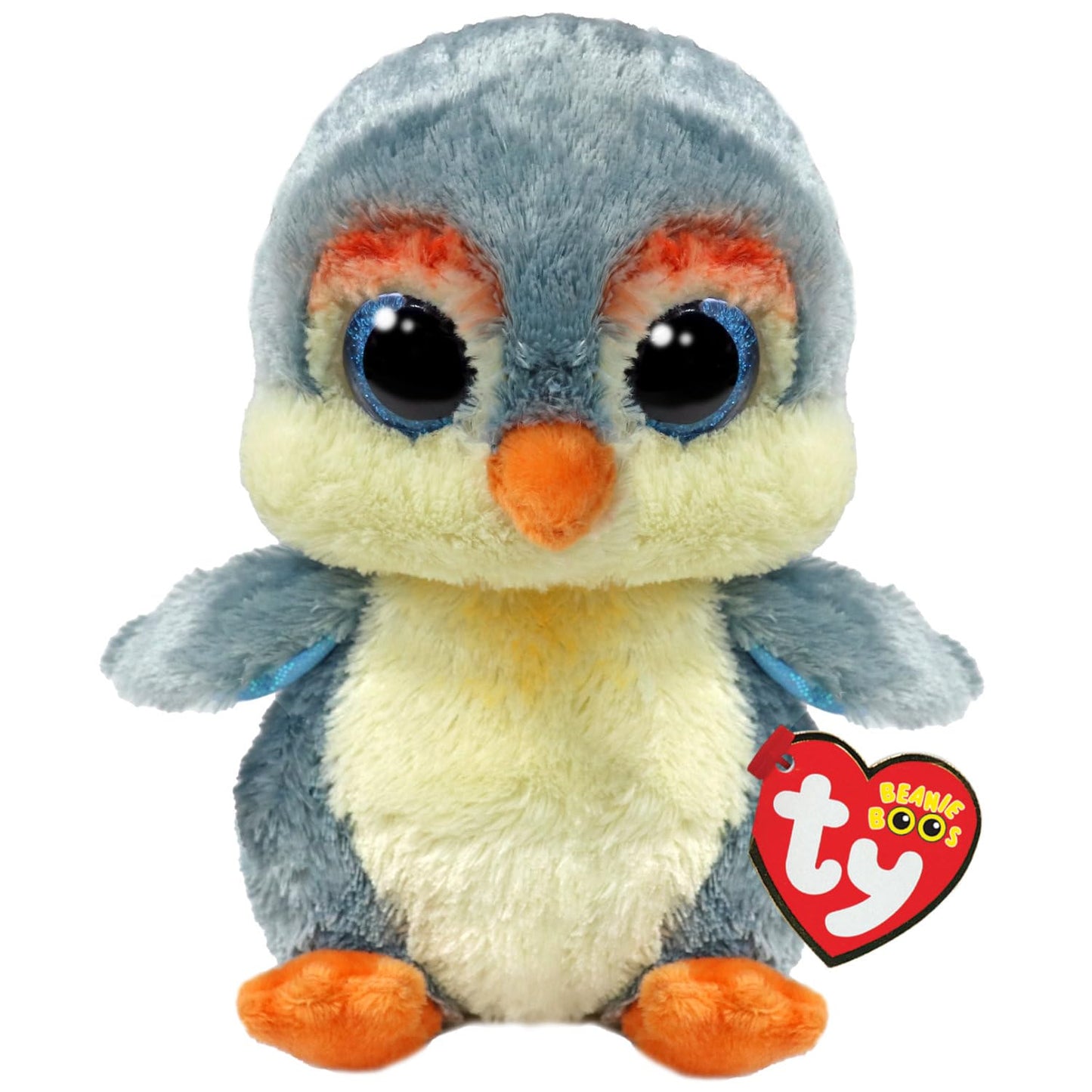 Ty Beanie Boos T37322 Fisher The Bird With Glittery Blue Eyes, The Plush With Big Sparkly Eyes - 15 Cm