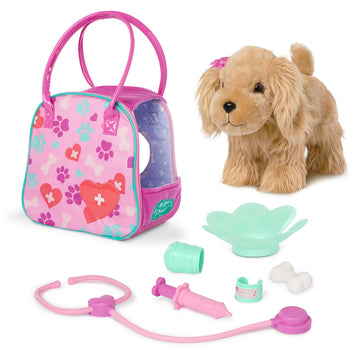 Pucci Pups - Plush Cocker Spaniel - Stuffed Animal - Carrier Bag - Stethoscope, Cast & More - Kids 3 Years + - Cocker Spaniel & 