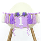 HODIHIWI Handmade Wildflower 1st Birthday HighChair Banner Purple White Party Decoration For Girls Hangings Decorative