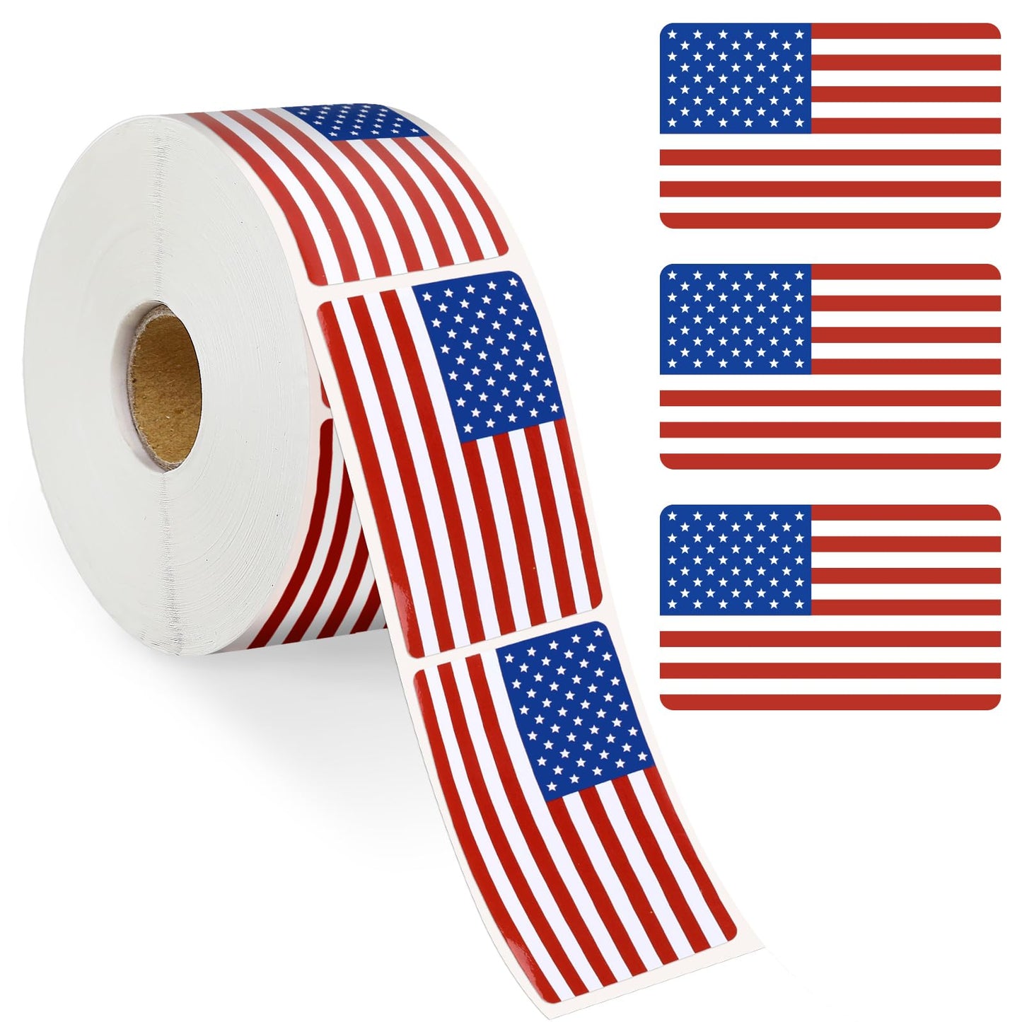 DECYOOL 800 Pcs American Flag Stickers Roll, 4th of July USA Flag Sticker Patriotic Red White and Blue Decals Fourth of July Env