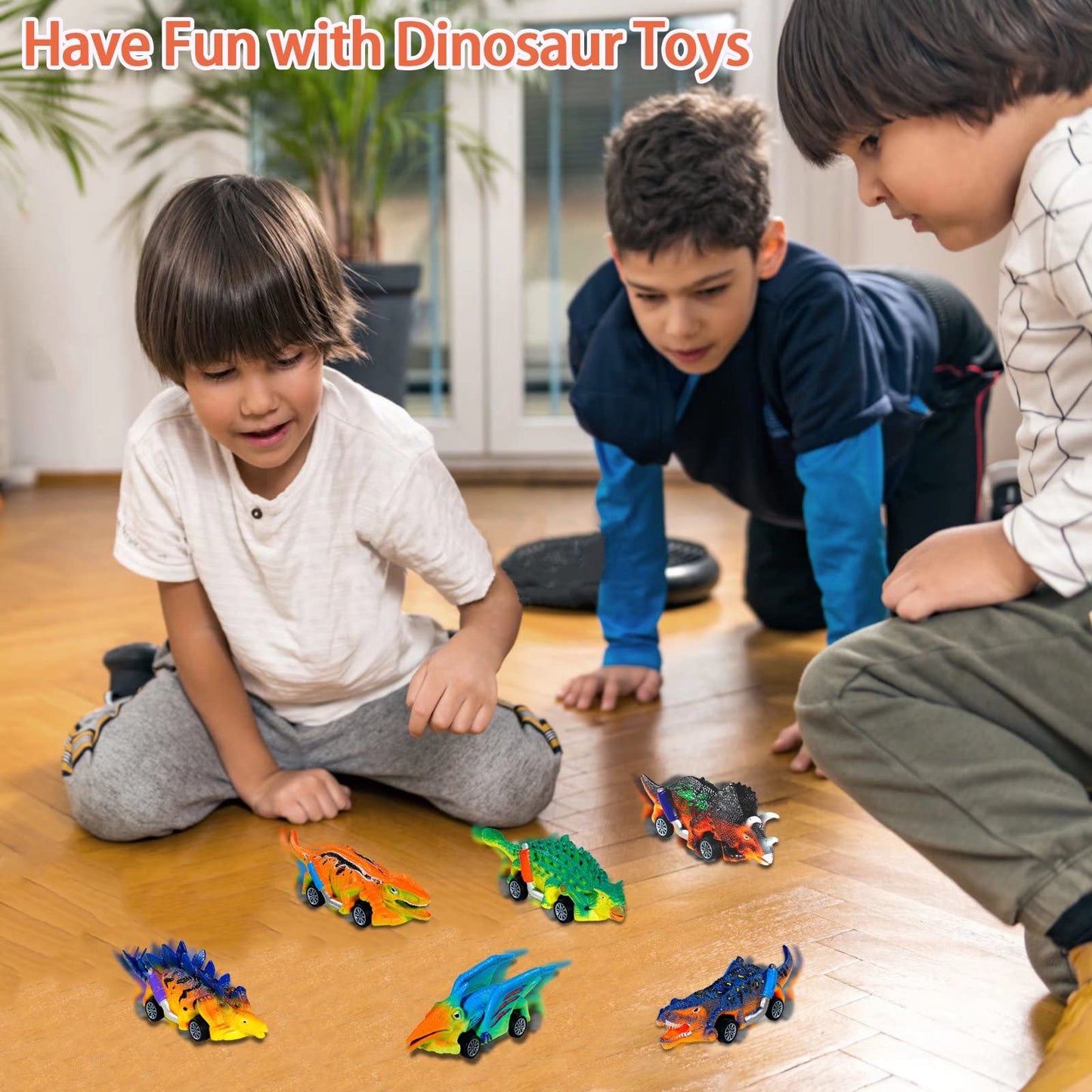 Dinosaur Toys 6 Pcs Pull Back Cars Dinosaur Toys for Kids 3-5 Toddler Boy Toys Age 3 4 5 and Up Dinosaur Car Toys for 3-7 Year O