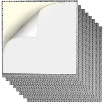 8 Pack Peel And Stick Baseplates, Stickers Baseplates, Compatible With All Major Brands - 10 Inch X 10 Inch (8 Gray)